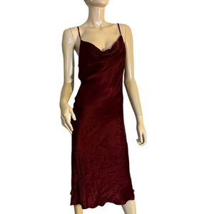 Shona Joy Maroon Slip Cowl Neck Dress
